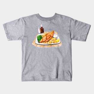 Fish & Chips - Watercolour food illustration Kids T-Shirt